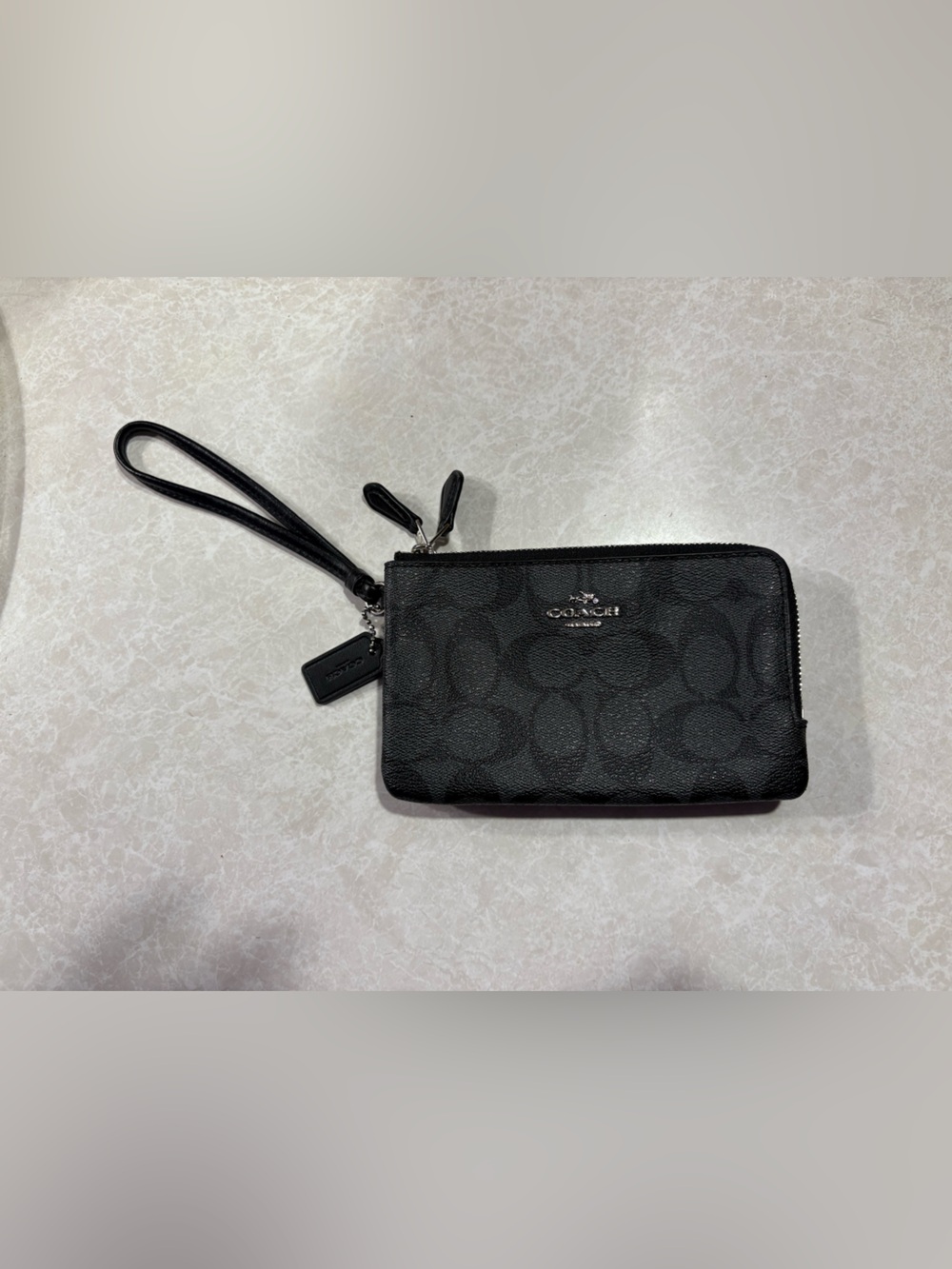 Coach Black Monogram Wristlet Pouch